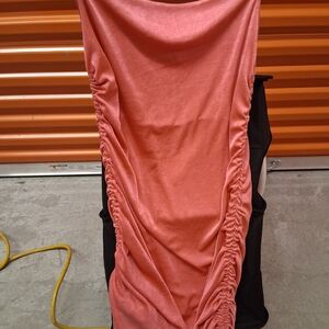 Fashion Nova Coral Ruched Midi Dress